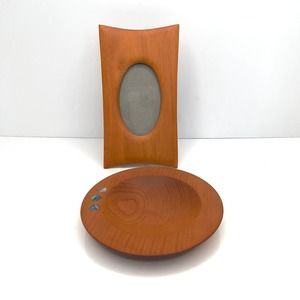 Wooden frame and bowl with mother pearl accent